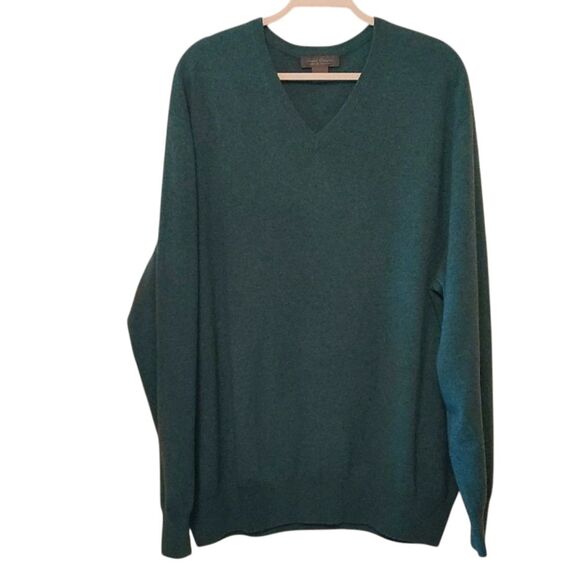 Men's Cashmere Heather Green V-Neck Sweater XXL - Picture 1 of 4
